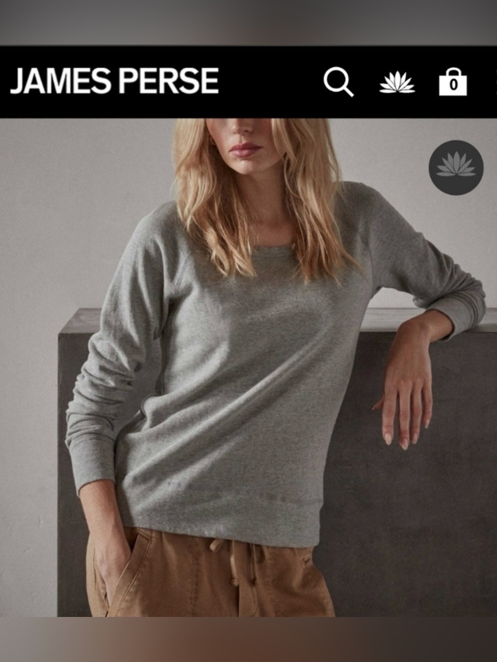 Standard James Perse Vintage Terry Gray Lightweight Crewneck Sweater